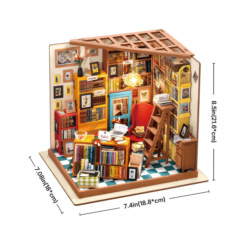 Rolife Sam's Study Library DIY Miniature House Kit DG102