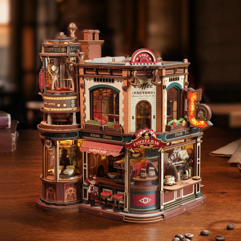 ROKR Dream Coffee Factory Music Box Wooden 3D Puzzle EAB02